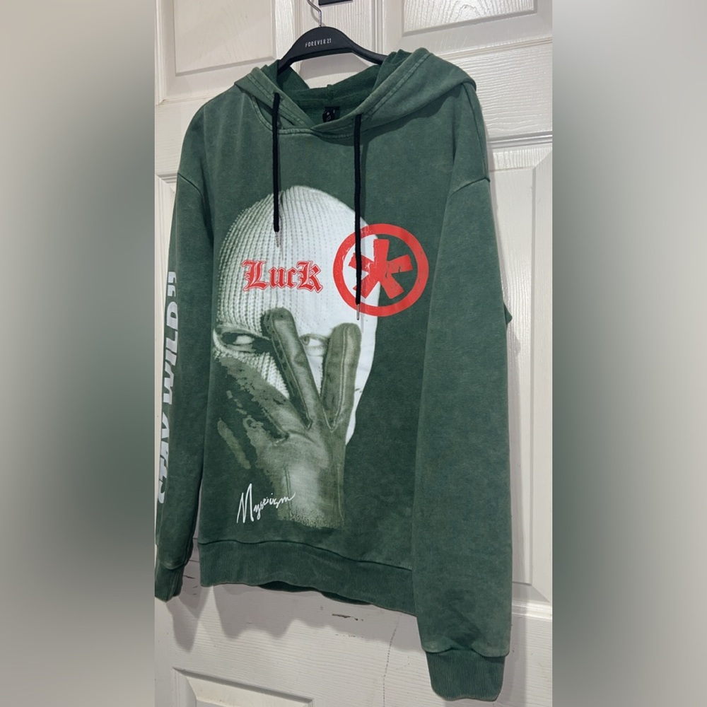Street Life Men's Washed Letter & Character Print Pullover Sweatshirt Hoodie